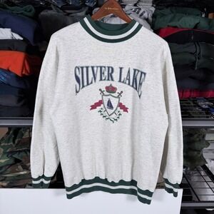 vintage 90's Signal Sports Silver Lake Sweatshirt XL Mens Crewneck Spellout Gray